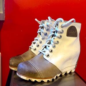 Sorel PDX Wedge Ankle Boots Canvas Lea Lace Up